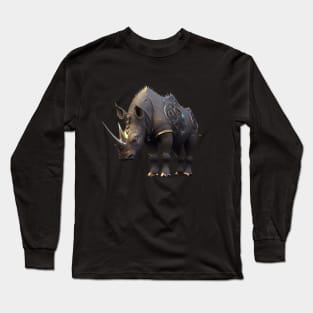 Black cyberpunk Rhino Long Sleeve T-Shirt